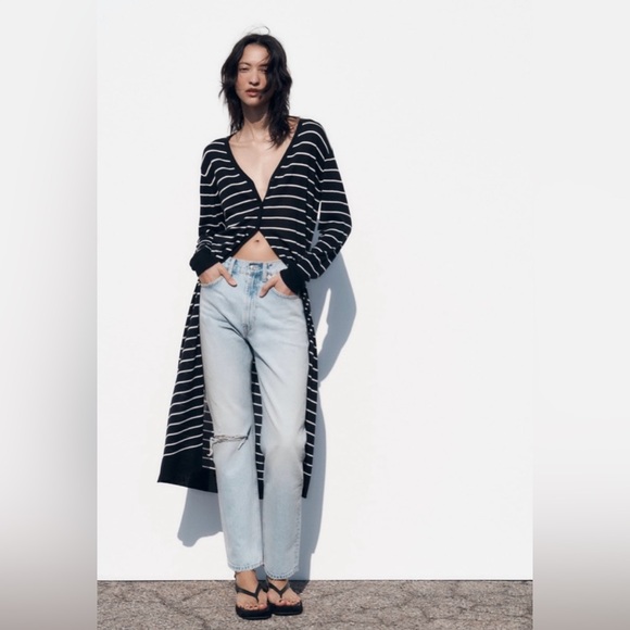 Zara Striped Long Cardigan - Picture 1 of 9